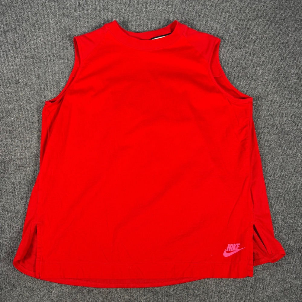 Nike Womens Red Pleated Back Sportswear Tank Top 804039-657 Medium #4445
